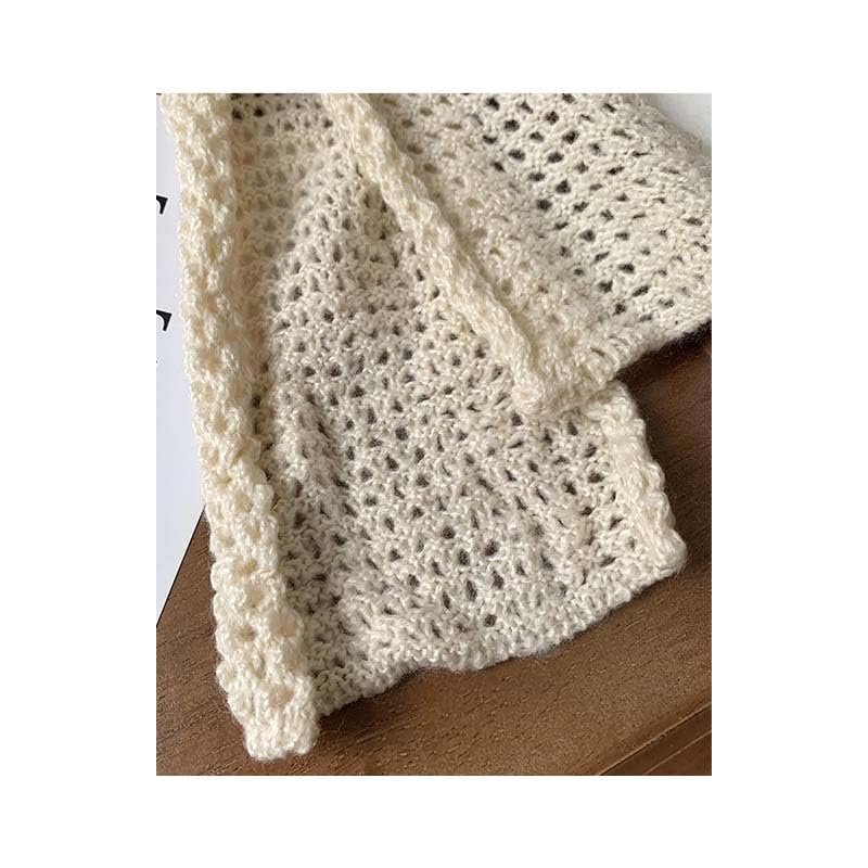 Knitted Scarf Fashion Neckerchief with Flower Necktie Neck Scarf Long Skinny Scarf for Women4