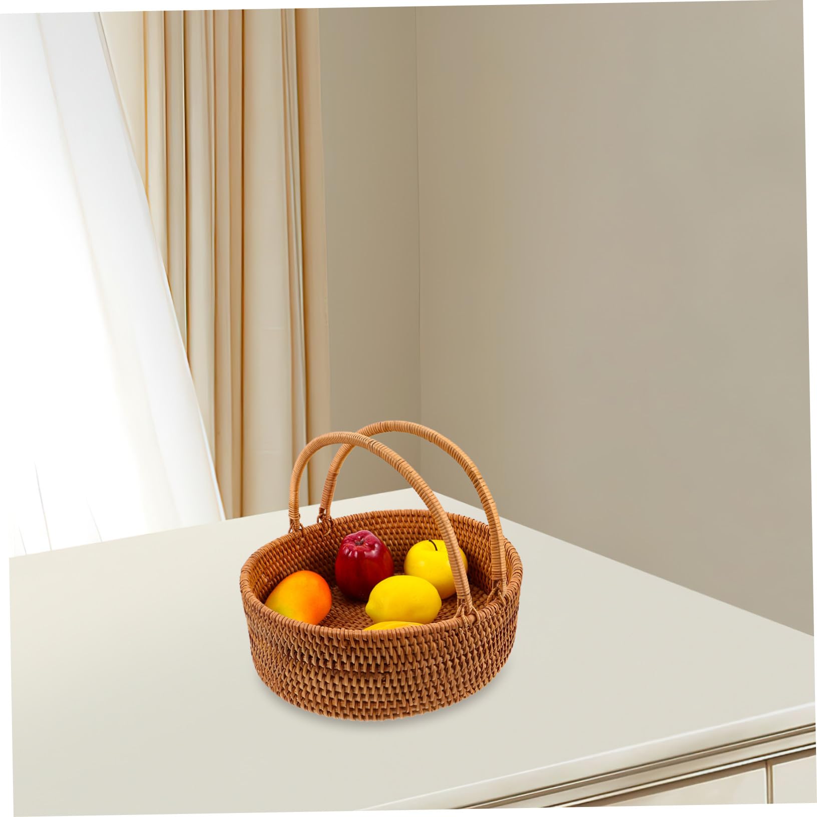 Abaodam cestas de Almacenamiento Tejidas de ratán cestos almacenaje cestas de Almacenamiento de Cocina Light Brown