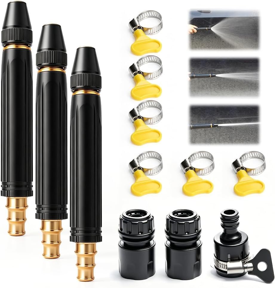 Home High-Pressure Car Wash Water Gun, 2026 Upgraded Car Wash Water Gun Garden Hose Sprayer, Adjustable Spray Patterns, for Watering Plants and Vegetables, and Car Washing (3 Set)