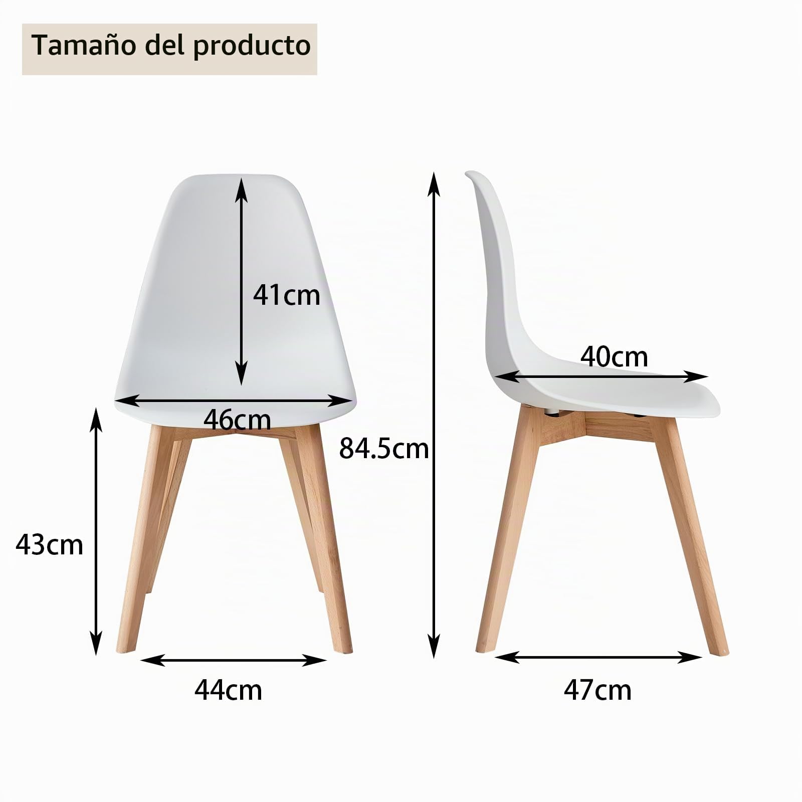 GrandCA HOME Nordica Silla de Comedor Pack 4 Sillas Comedor Madera Moderna para Oficina Cocina (Blanco-4 sillas)