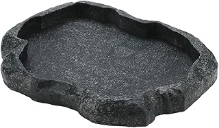 Alimentador de répteis, prato de água de répteis Tigela de lagartos, Tigela de água de terrário de répteis Tigela de comida para lagarto Réptil Úmido Hide(Moyu Green, M)