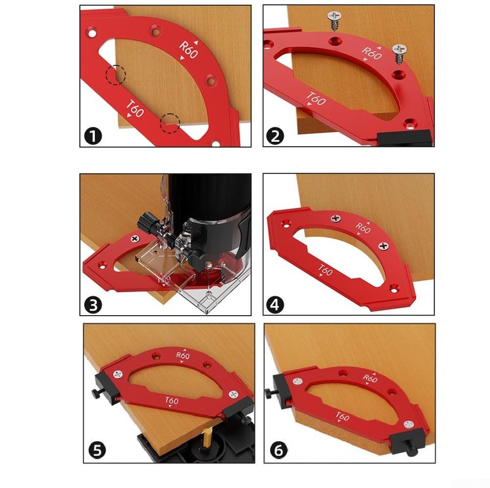 Set di 7 sagome per angoli da tavolo, in lega di alluminio, R10, R20, R30, R35, R40, R50, R60, per falegnami che creano angoli interni esterni arrotondati