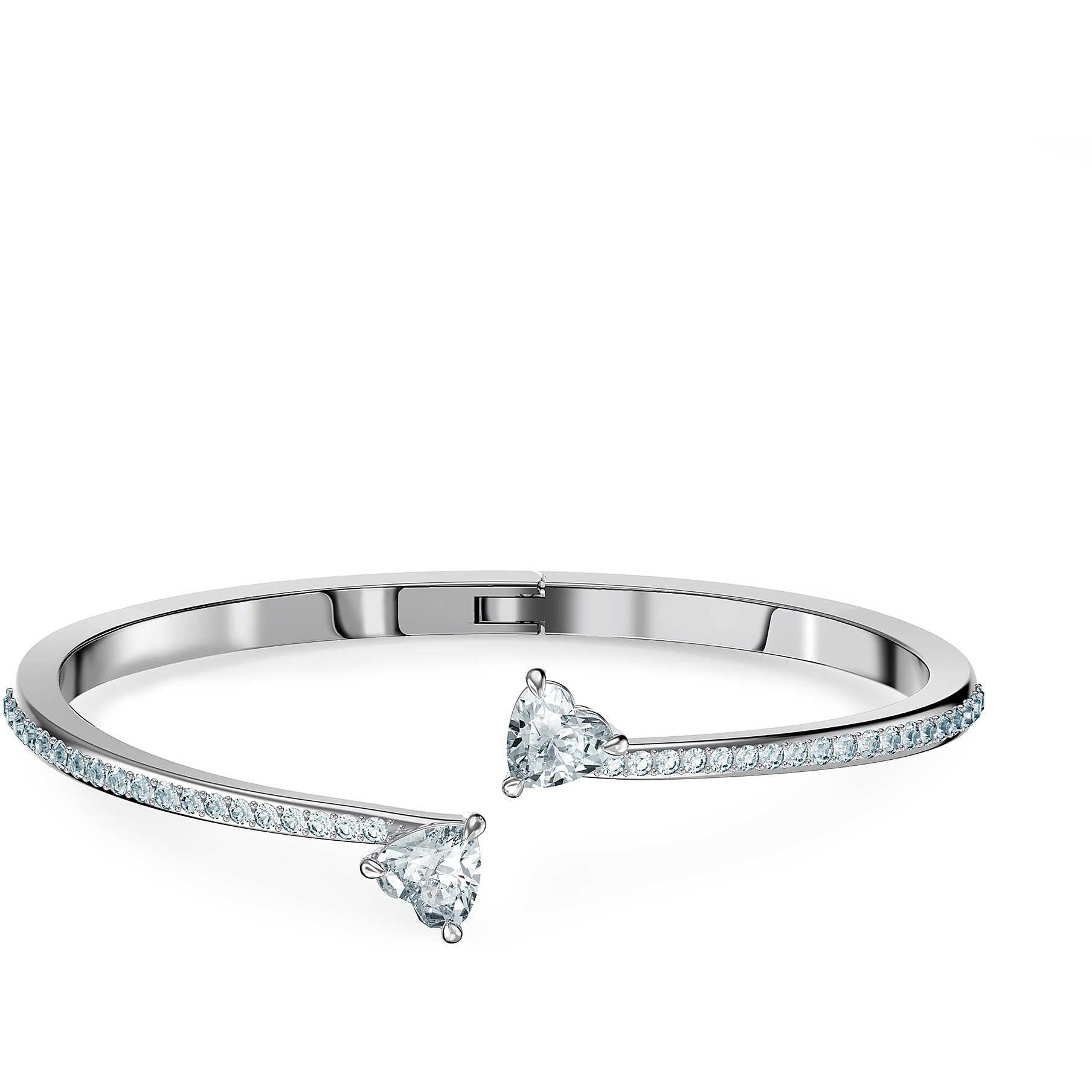 SwarovskiSoul Heart Bangle Bracelet Collection, Rhodium Finish, Clear Crystals