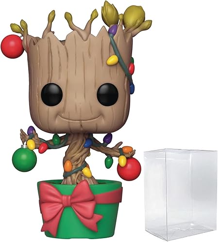 POP Marvel: Holiday - Figura de vinilo Funko con luces y adornos de Groot bailarín (con funda protectora de caja compatible), multicolor, 3.75