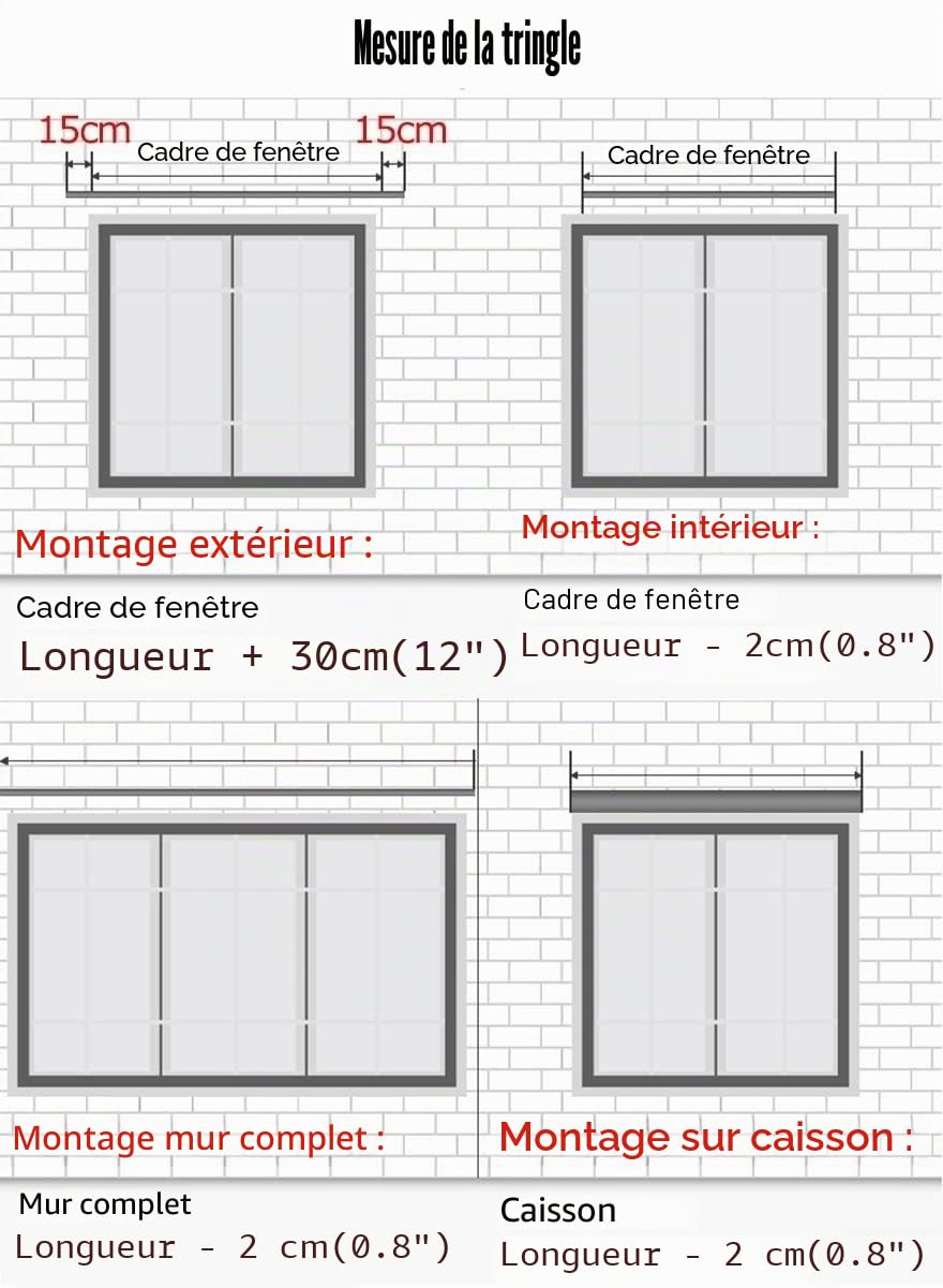 Rail de Rideau, Tringle rideau 2m 3m 4m 5m 6m 8m 10m 12m 15m Tringle À Rideaux Pour Séparation De Pièces Noir, Rails Pour Rideaux Coulissants En Aluminium Pour Fenêtres/ Plafond/ Mur(Wall Mount,6m/19.