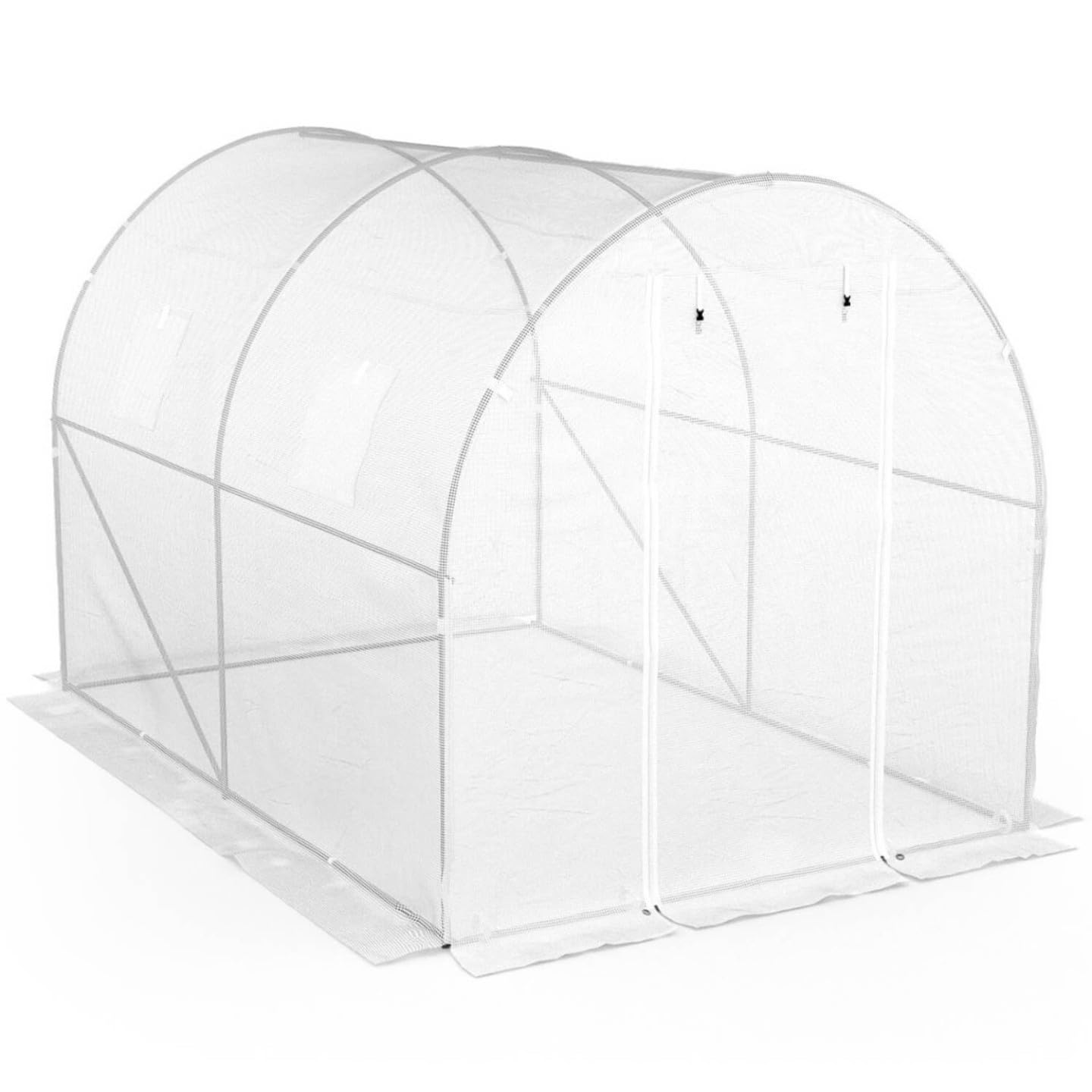 IDMarket - Serra da giardino a tunnel da 6 m², 3 x 2 x 2 m, in acciaio zincato + telo anti-UV con porta e finestre ROMA bianca, per tutte l
