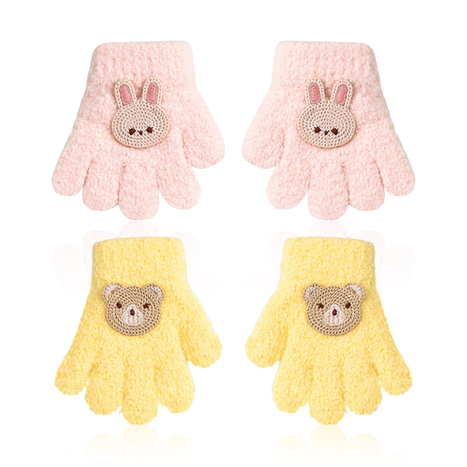 CQQNIU 2 Pairs Of Children'S Gloves, Cute Gloves, Plush Gloves, Winter Warm Gloves, Stretchy Soft Gloves