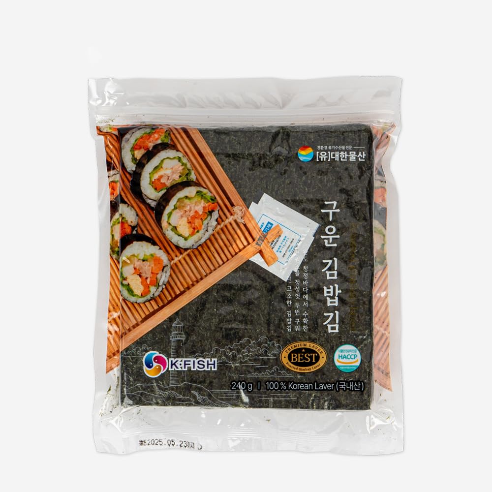 Roasted Gimbap Laver, Korean Premium Laver, Sushi Nori Seaweed Sheets, Smooth and Crispy Texture, 100 sheets, 8.46 oz