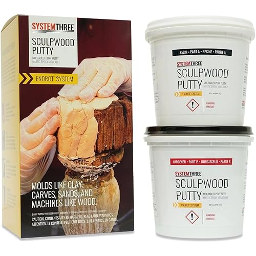 System Three 1600K20 SculpWood Putty Kit, 0.5 Gallon, Brown