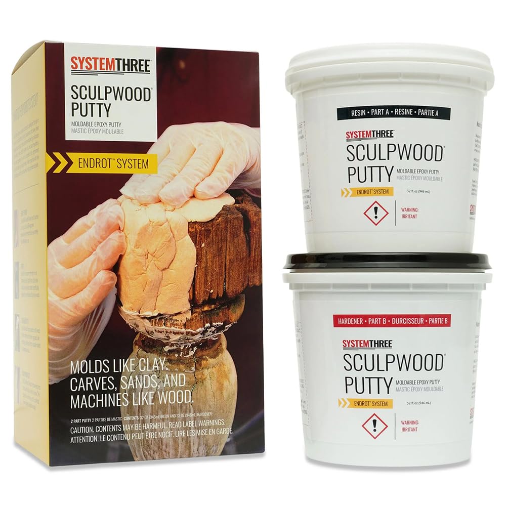 System Three 1600K20 SculpWood Putty Kit, 0.5 Gallon, Brown