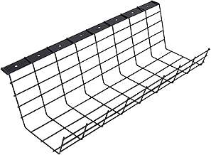 Asixxsix Bandeja de gerenciamento de cabos, ferro 43 x 14,5 x 12 cm, bandeja de gerenciamento de cabos, fácil de instalar, gerenciamento de cabos, sob a mesa, organizador de cabos para mesa de escritório em casa