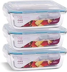 Conjunto 3 Potes Vidro 1040ml Marmita Hermetico