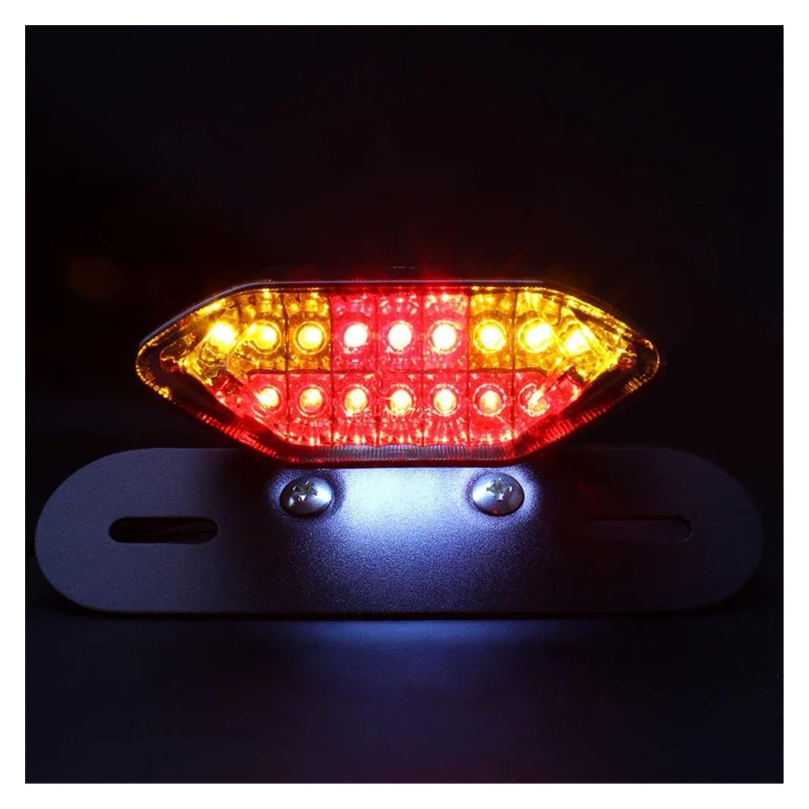 Moto luce freno targa lampada stop Luce targa universale per moto, base nera, indicatore di direzione, coda freno