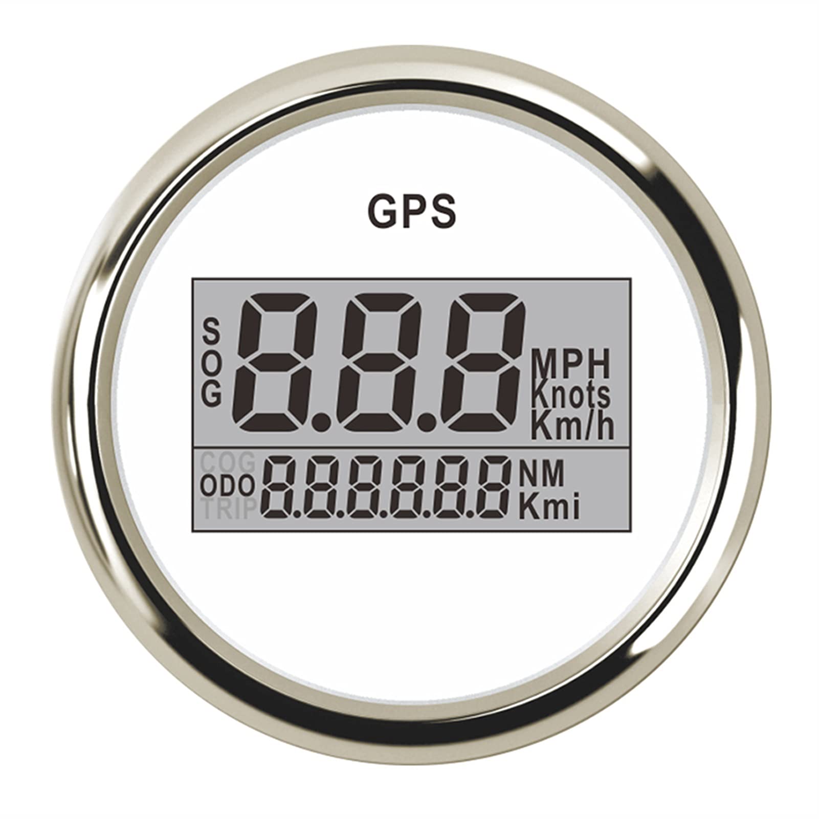 Przyrządy 2 '' 52 mm wodoodporny cyfrowy GPS. Prędkościomierz Promieniomierz do łodzi samochodowej z podświetleniem 1 2V / 24V. Wskaźnik prędkości samochodu. GPS. Antena LCD (Color : Black)