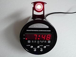 RALIRA Bedside Radio Alarm Clock, with Projection, 110V LED Digital Projection Electronic, FM/AM Ceiling Projection Snooze Travel Digital Table