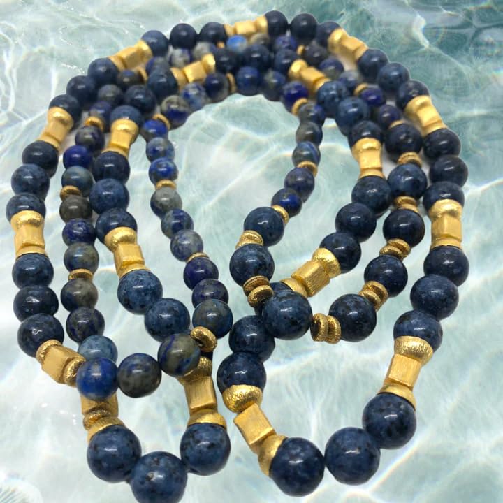 Miniatura 2 de Midnight Magic Lapis Lazuli Blue and Gold Necklace - Handcrafted Statement Jewelry for Timeless Style
