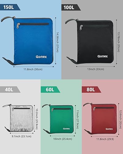 Miniatura 8 de Gonex Bolsa de viaje plegable grande de 40 L, 60 L, 80 L, 100 L, 150 L, con compartimento para zapatos, plegable, ligera, repelente al agua, bolsa