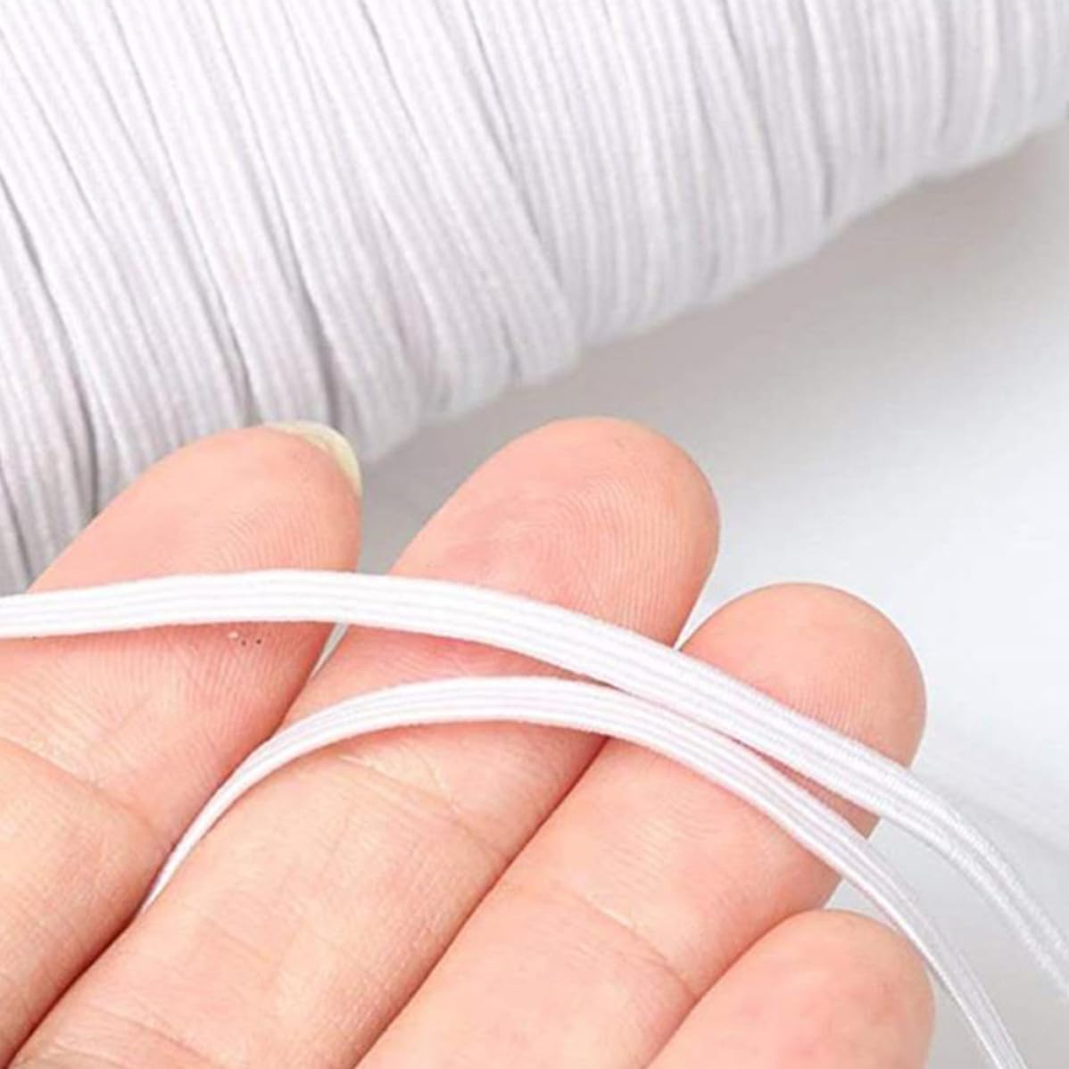 Hemobllo White Polyester Elastic Rope for Mask Making DIY Comfortable and Easy to Use Mask Replacement Elastic Strap 80 Yard Roll