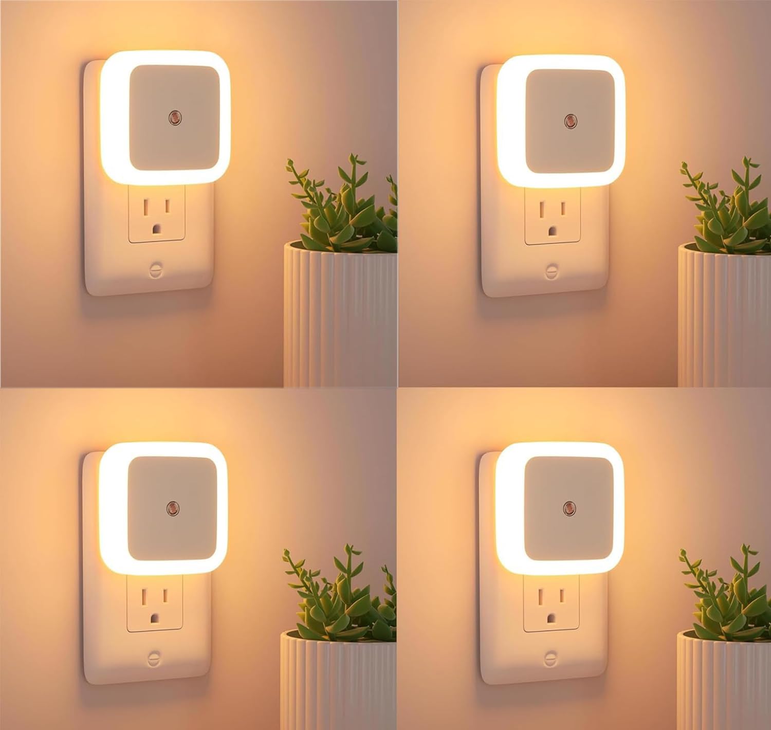 PANCA Set of 4 Auto Sensor LED Light for Bedroom, Hallway, Stairs, Kitchen & Bathroom| 0.5W Energy Saving Night Lamp with Plug| Dim Light Day/Night Side Table Lamp Auto On/Off LED Light(Warm White)-picture-24