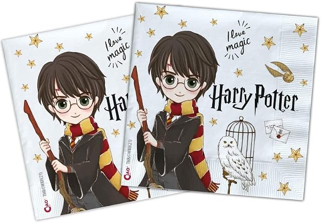 Ciao 24041 serwetki papierowe do kompostowania Harry Potter (33 x 33 cm, podwójne płótno), 20 sztuk, wielokolorowe