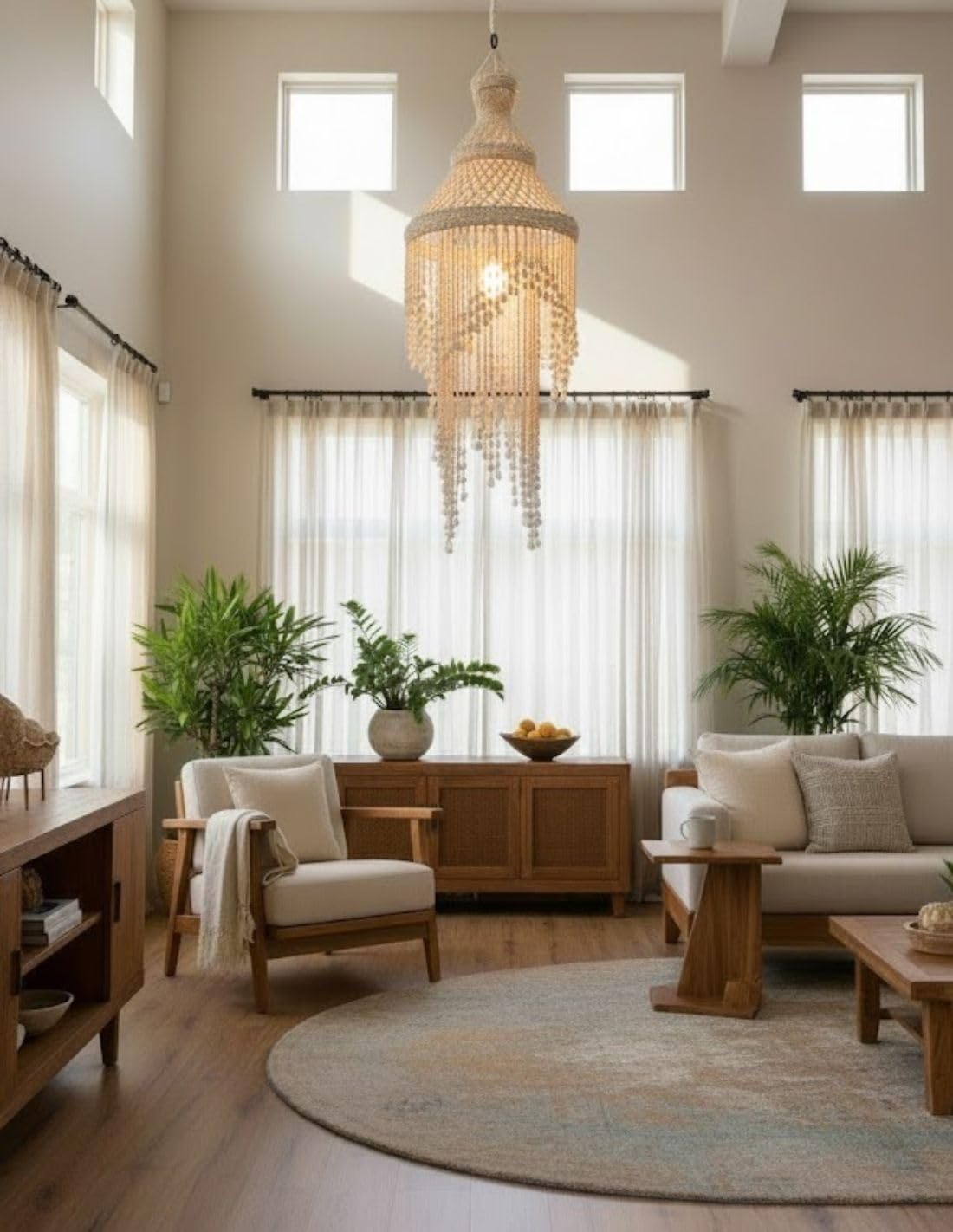 Lampadario Bohemian in conchiglie ciuri 100 cm | Artigianato balinese