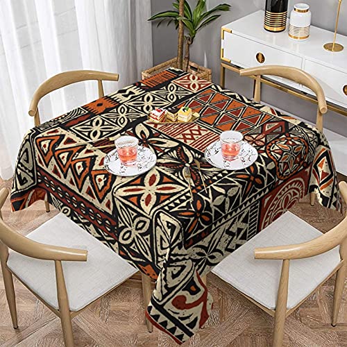 Wozukia Hawaiian Style Square Table Cloth Tapa Tribal Abstract Patchwork Vintage Geometric Pattern White Brown Polyester Washable Tablecloth Decorative Table Top Cover For Kitchen Table #TOP3