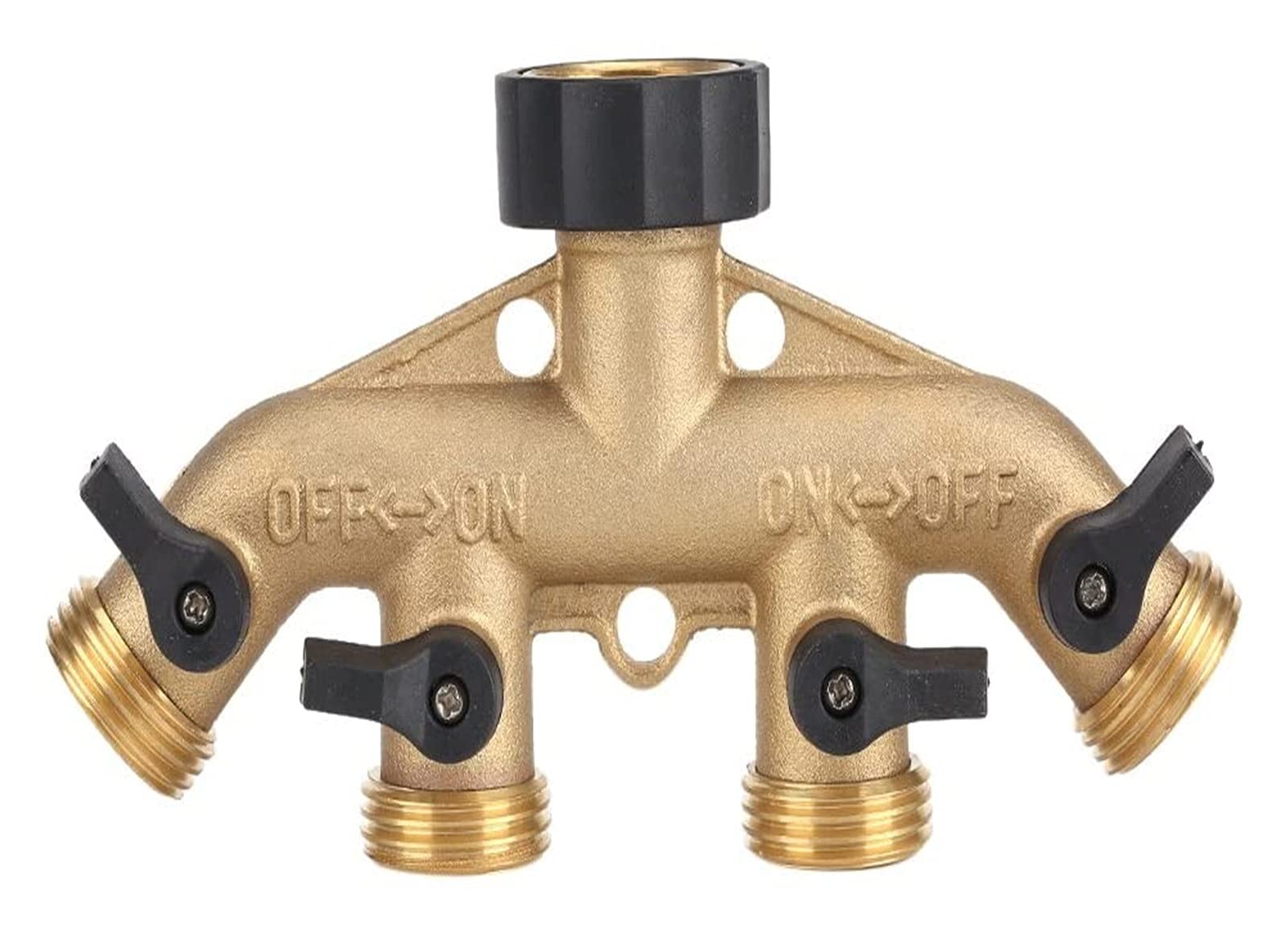 4 Way Hose Splitter, 4 Way Brass Garden Tap Hose Splitter for Irrigation