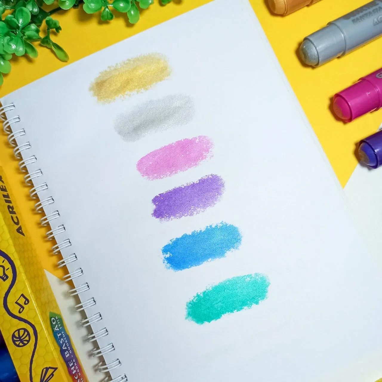 Tinta Guache Em Bastao Fantasia Mettalic Com 06 Cores Estojo - 102891