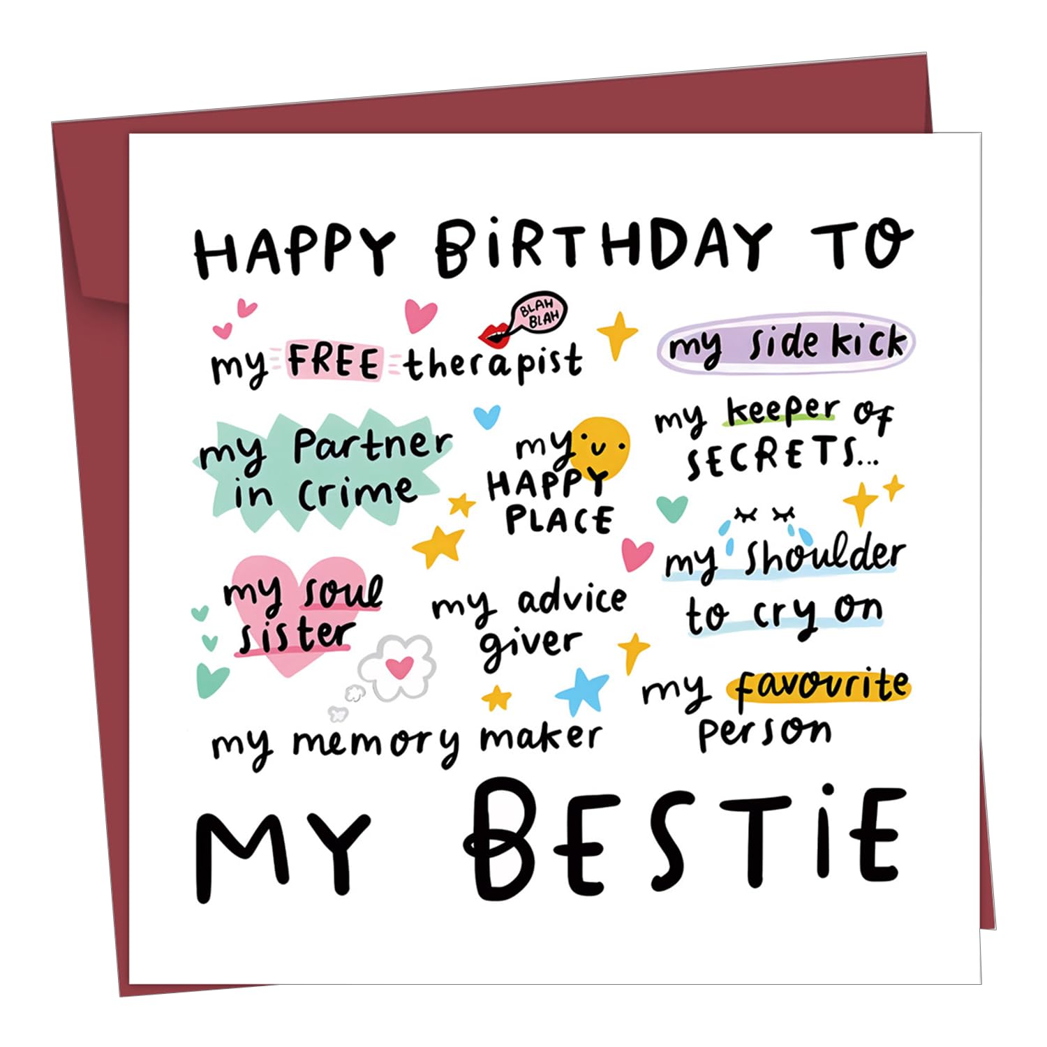 Best Friend Birthday Card, Funny Birthday Cards for Women, Birthday Card for Women, Happy Birthdays Cards, Funny Card for Best Friend, Funny Happy Birthday Card with Envelope, for Sisters, Niece, Mum