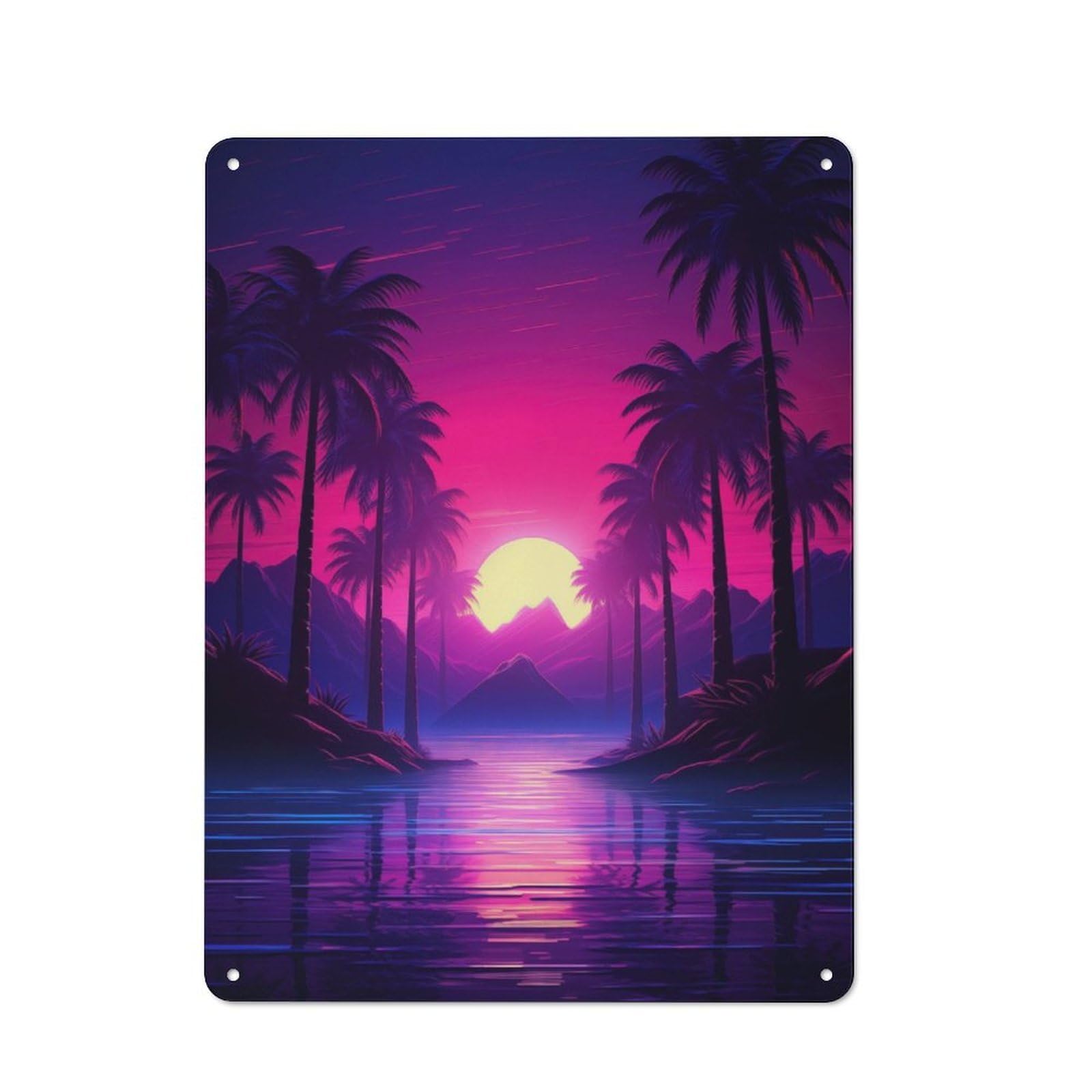 Junmoney Tropical Neon Dreams Retro Metal Wall Sign 40X30cm With For Garage Wall, A Decorative Metal Sign For Garages And Workshops