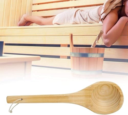 Miniatura 6 de Oumefar Cuchara individual para sauna, cuchara de madera para sala de sauna, cuchara hecha a mano, accesorios para sauna, cuchara de cuchara de agua