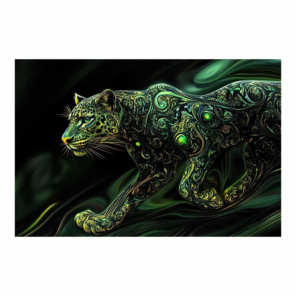 JOSUE Animals Wall Art Canvas Prints Cool Leopard Tree Abstract Pictures for Living Room Home Wall Decoration(Turquoise 54)-70x100cm Unframed