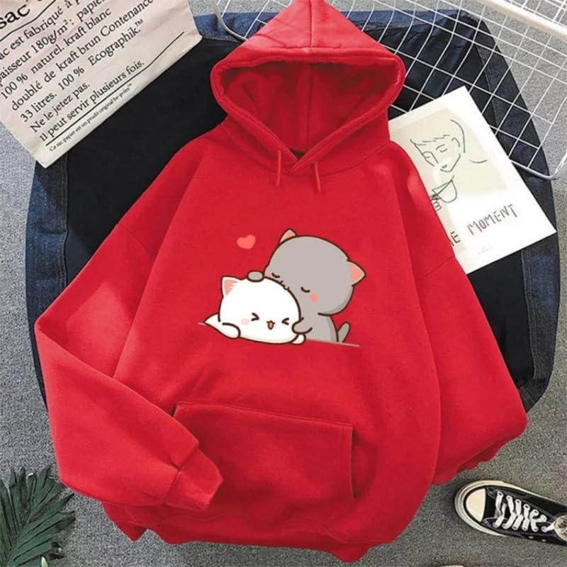 Image of Popster Printed Hooded Sweatshirt Hoody Fleece Regular Fit Full Sleeves Stylish Jumper Sweatshirts Winter Wear Hoodie for Women