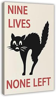 Póster de lienzo Nine Lives None Left para decoración de dormitorio, oficina, habitación, regalo, 20 x 30 cm