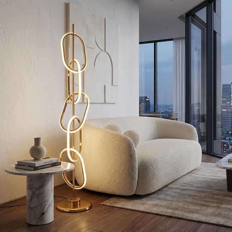 Image of Premium Decorative LED Floor Lamp & Glass Art Collection - Modern FlloNight Light - Unique Aesthetic Home Gift (Torva)