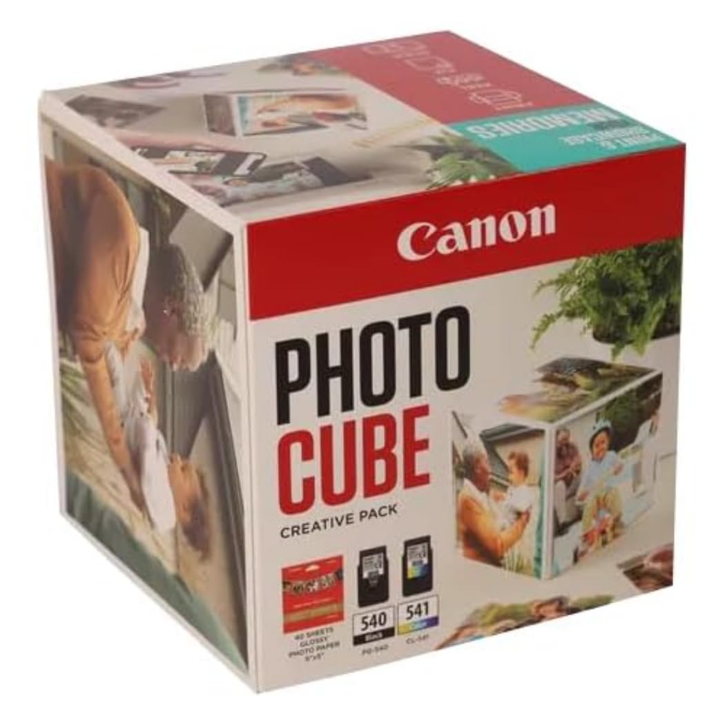 Canon Photo Cube Creative Pack, Blu - cartucce inchiostro PG-540/CL-541 + carta fotografica lucida 5x5 PP-201 (40 fogli) + nastro biadesivo - Compatibile con le stampanti PIXMA