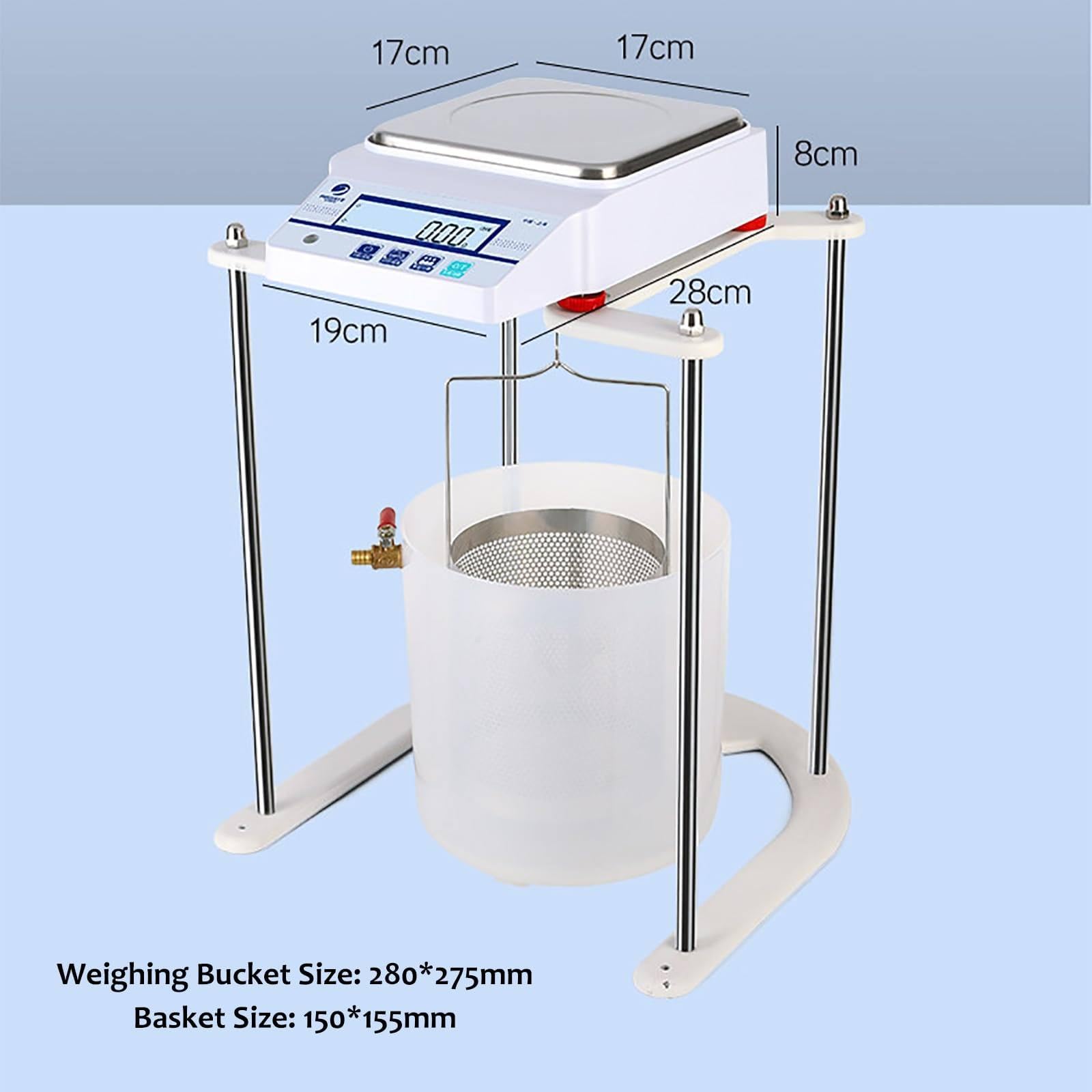 Balanza hidrostática con precisión de 0,01 g – Balanza Digital de Laboratorio para medición de Densidad y Volumen de sólidos, báscula subacuática, batería de Litio de 7,4 V 10000g