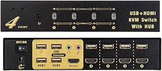 USB HDMI KVM Switch,4 in 1 out 4 port HDMI USB3.0 With Audio cables Splitter Mouse keyboard 1920 * 1440 resolution Switcher for DOS, WIN3.X, WIN95/98/98SE/2K/ME/XP/NT, MAC, Linux