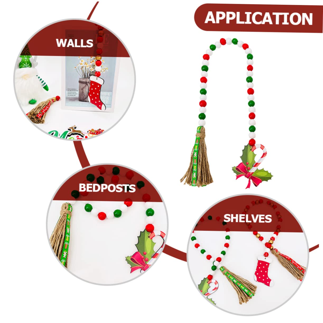 IMIKEYA 5 Stück Hängende Perlendekoration Weihnachtsperlen Girlanden Heimdekoration Holzperlengirlande Perlengirlande Mit Quaste Holzperlengirlande Quaste Perlenverzierung