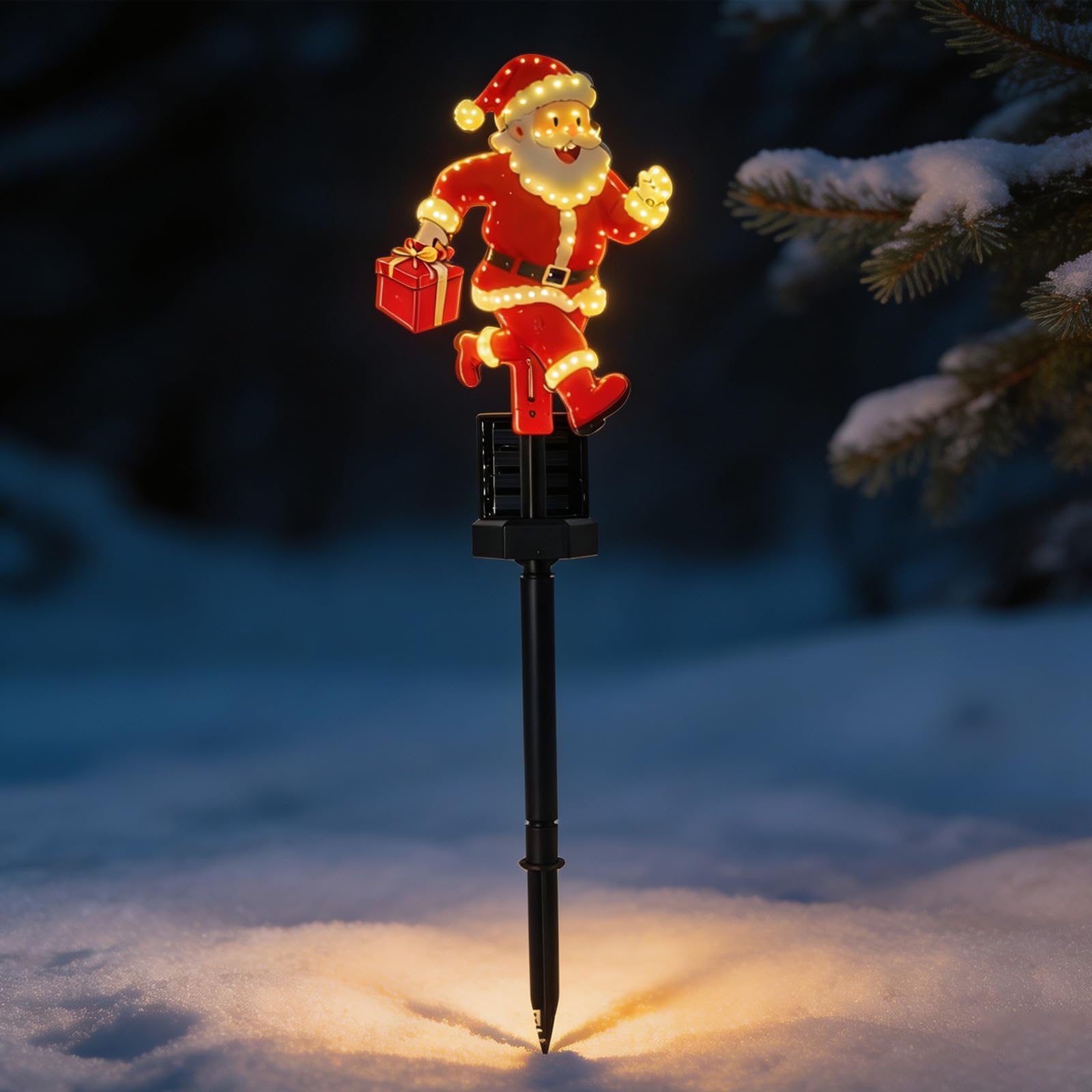 Christmas Santa Snowman Stake Light, Solar LED Pathway Decor (B)