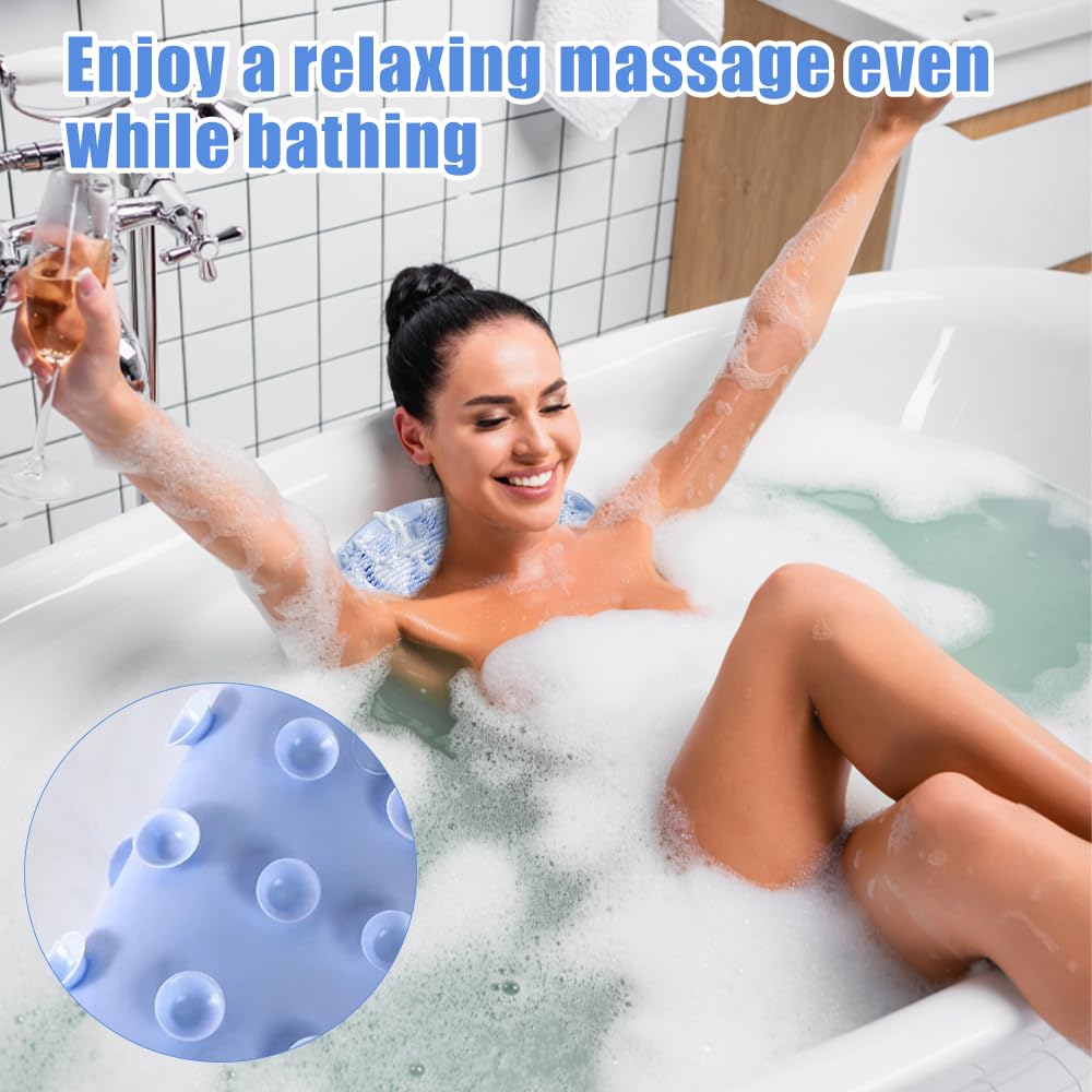 2 Pièces Tapis Massage Pieds Silicone, Laveur de Pieds de Douche | Tapis de Massage en Silicone, avec Poils Forts Doux et Ventouses Antidérapantes, pour Dos Nettoie, Circulation Exfoliation