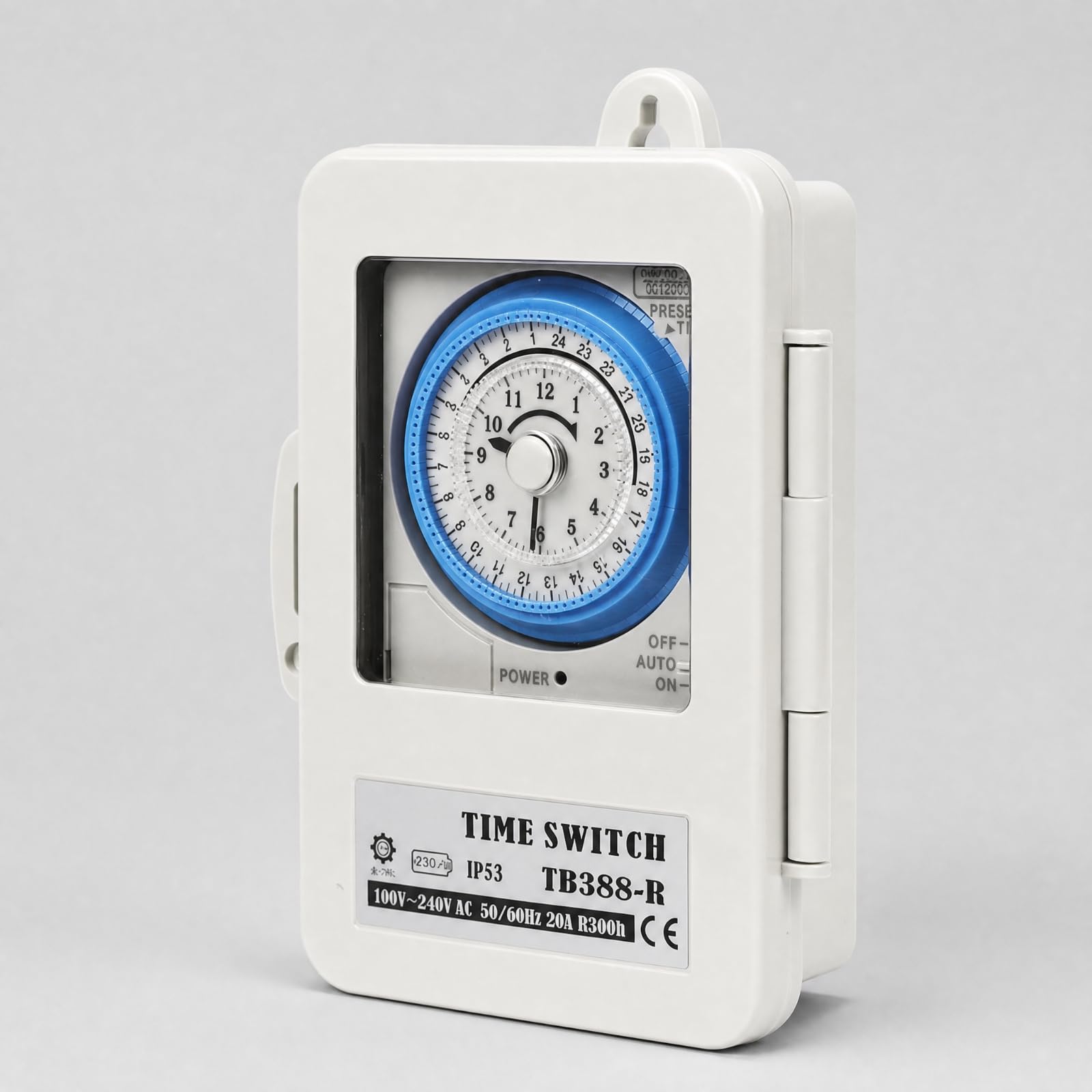 Temporizador Mecánico 24 Horas IP53 Temporizador Mecánico Compacto Programador Horario con Batería Interna para Electricistas