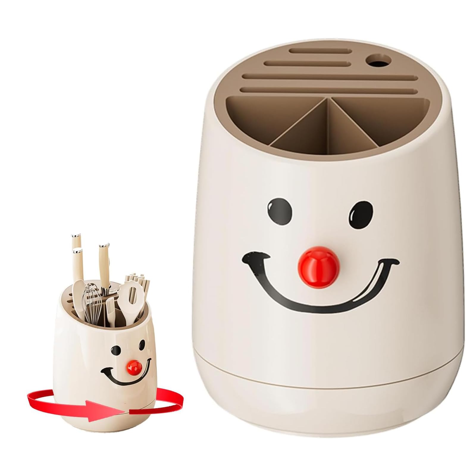 Knife Holder, 360° Rotating Universal Knife Block for Countertop, Modern Kitchen Utensils Holder with Detachable Base,Space Saving Chopsticks Knives Block Utensil Stand