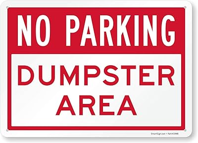 SmartSign No Parking Dumpster Area Sign | 10 x 14 Inches Engineer Grade Reflective Aluminum, Rust-Free, Pre-Punched Holes, Rounded Corners, Easy to Clean, USA Made