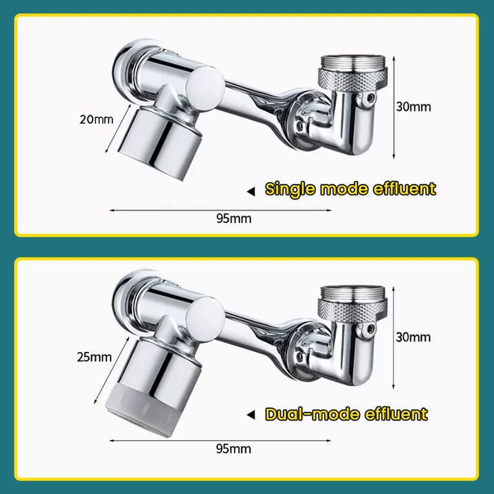Aérateur De Robinet Pivotant 1080° - Filetage Femelle 22 Mm / Mâle 24 Mm - 2 Modes Réglables, Anti-éclaboussures