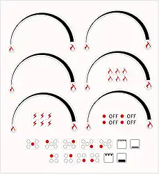 Anel de indicadores de chama, adesivo de fogão, 3 peças, anéis indicadores de chama, etiquetas de fogão, substituição de forno, botão adesivo, símbolos para queimador, fogão, fogão, marcações
