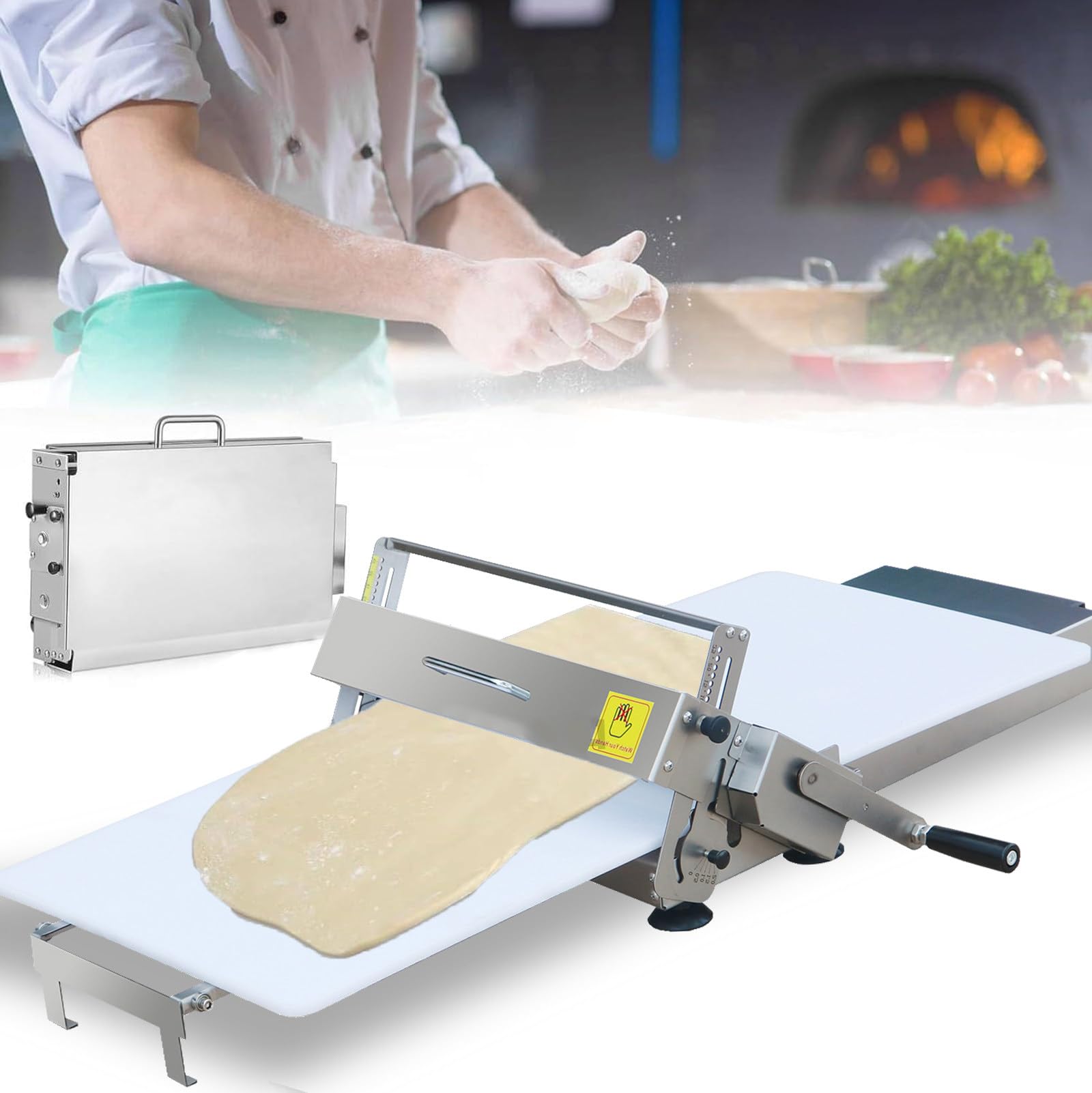 Laminadora de Masa Manual Compacta, de Acero Inoxidable, con Grosor Ajustable, Ideal para Hacer Hojaldre de Panadería, para una Elaboración Precisa de Hojaldre A300