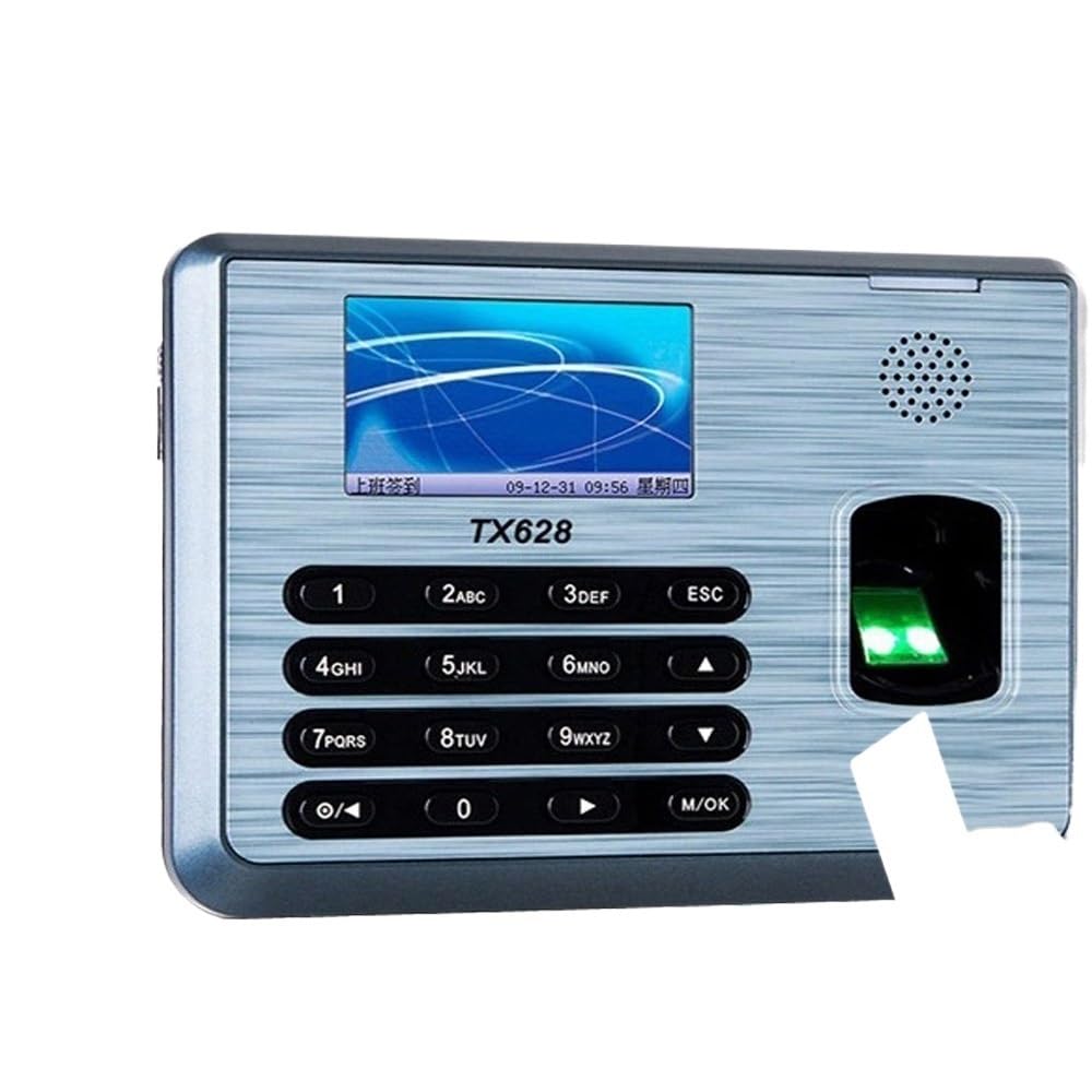 Reloj de control horario, Máquina de control asistencia TX628 Servidor web TCP/IP Registro tiempo con huellas dactilares Opcional para pequeñas empresas(Basic function,1)