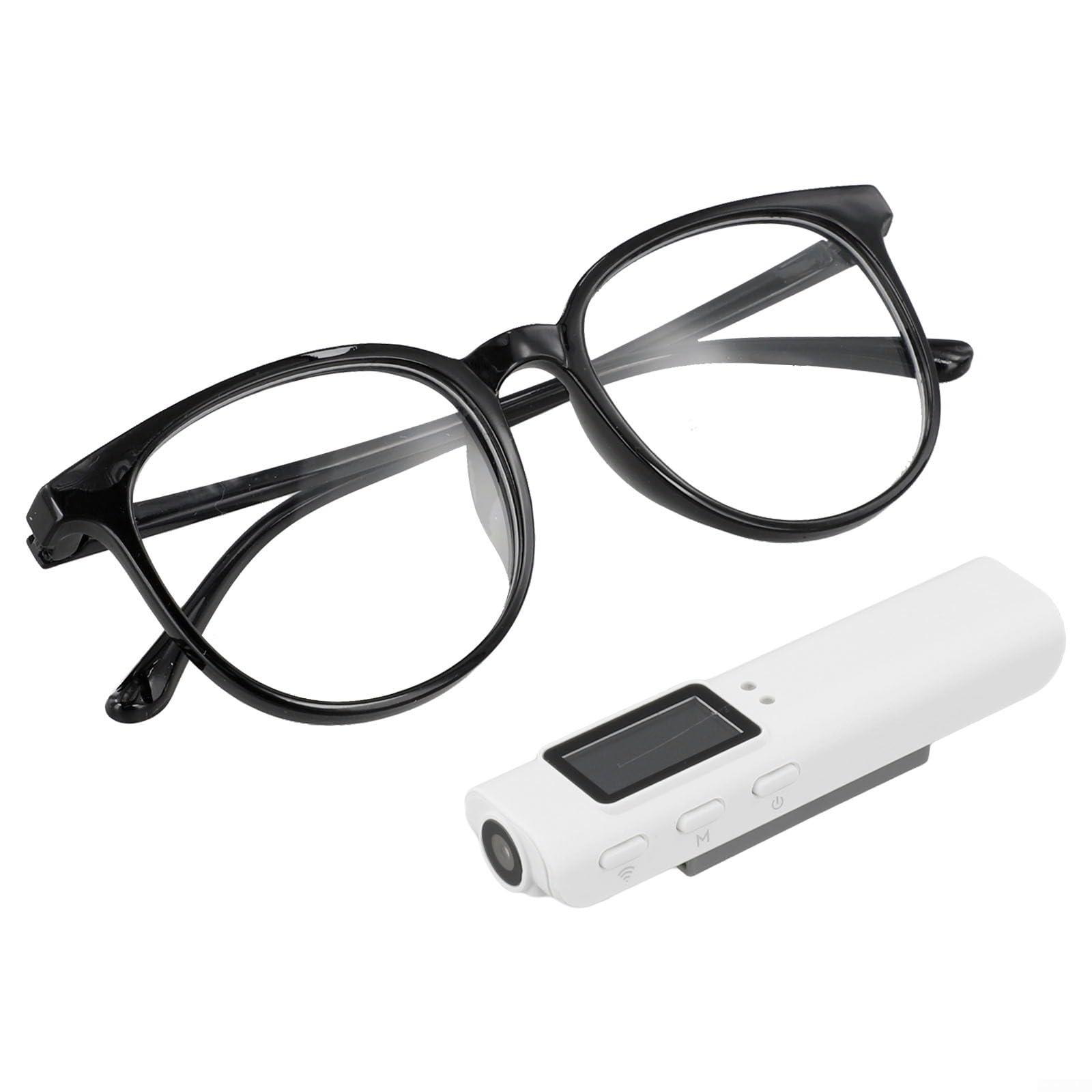 Occhiali video compatti 2K con campo visivo a 110°, funzione loop e display IPS, fotocamera impermeabile indossabile (bianco)