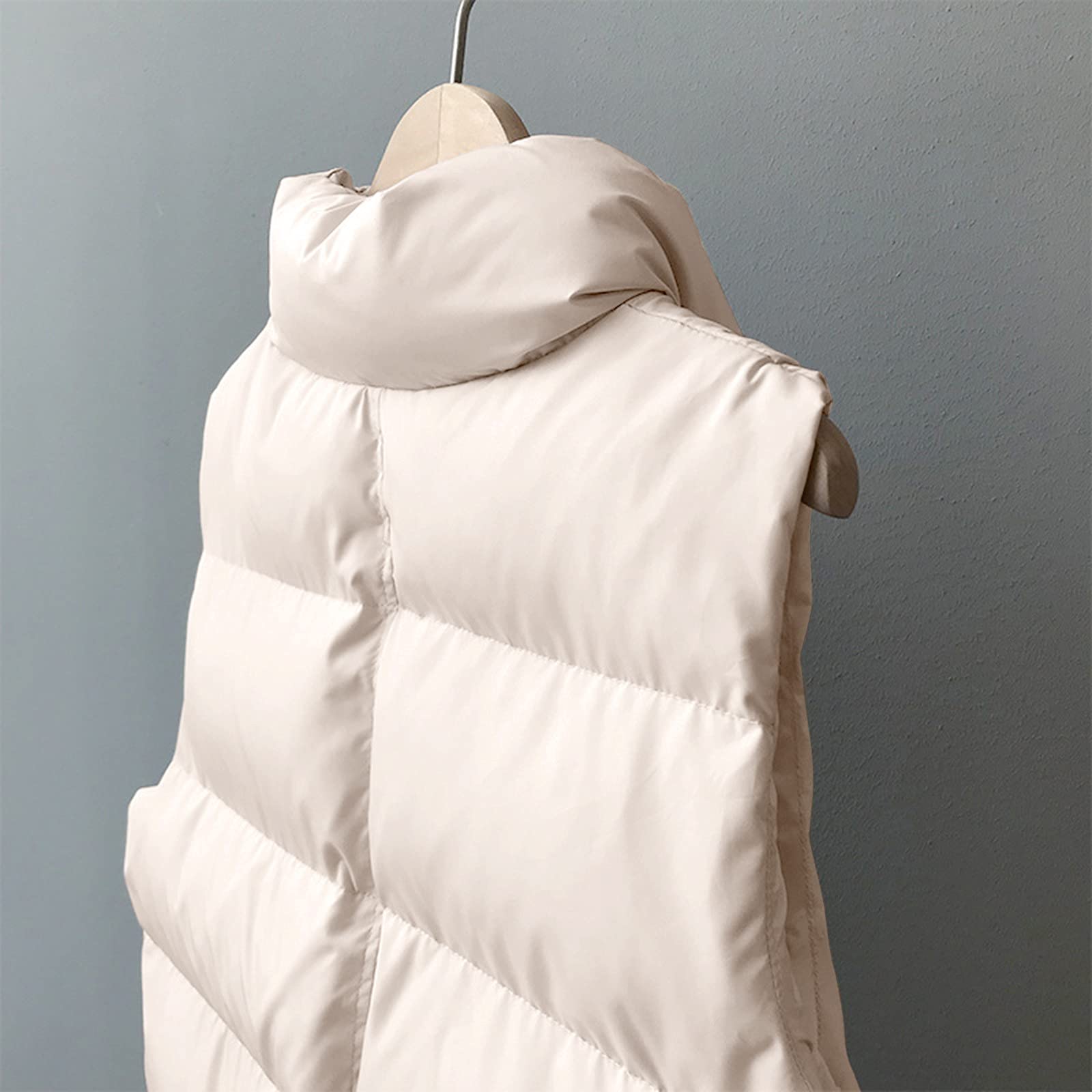 Generisch Chaleco de plumón para mujer, ligero, largo, sin mangas, chaqueta de plumas para mujer, chaqueta de plumas para exteriores, abrigo de invierno cálido, abrigo de invierno con botones